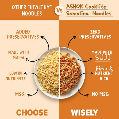 Ashok Cooklite Semolina Noodles/Spaghetti Noodles,Instant Noodles Vegetarian(Available in Pack of 1 and 2)