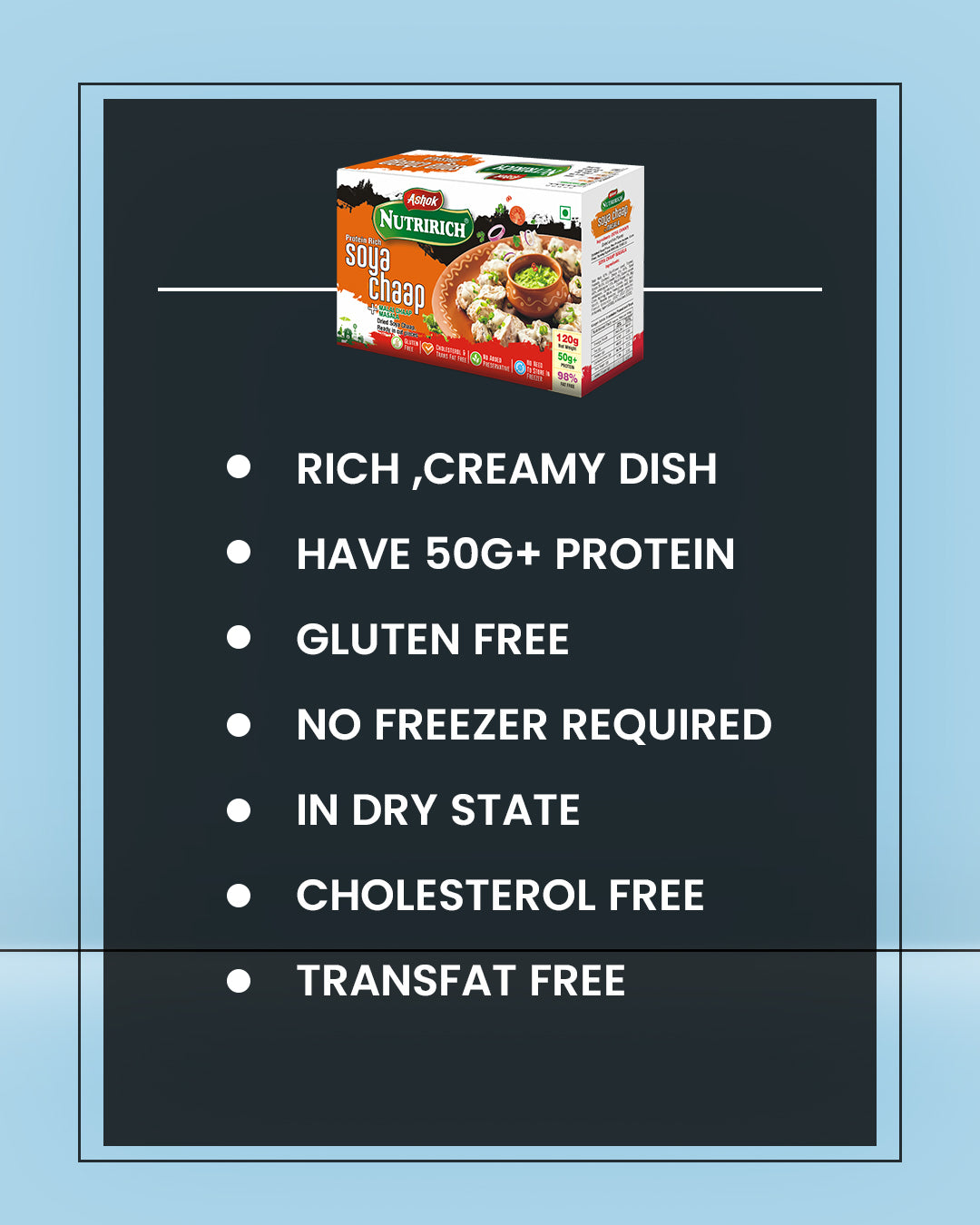 Ashok Nutririch Soya Chaap with Malai Chaap Masala 120 g  Zero Maida