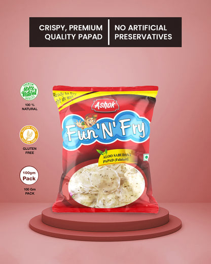 Ashok Fun-N-Fry Aloo Sabudana Falahari Papad(Pack of 10)