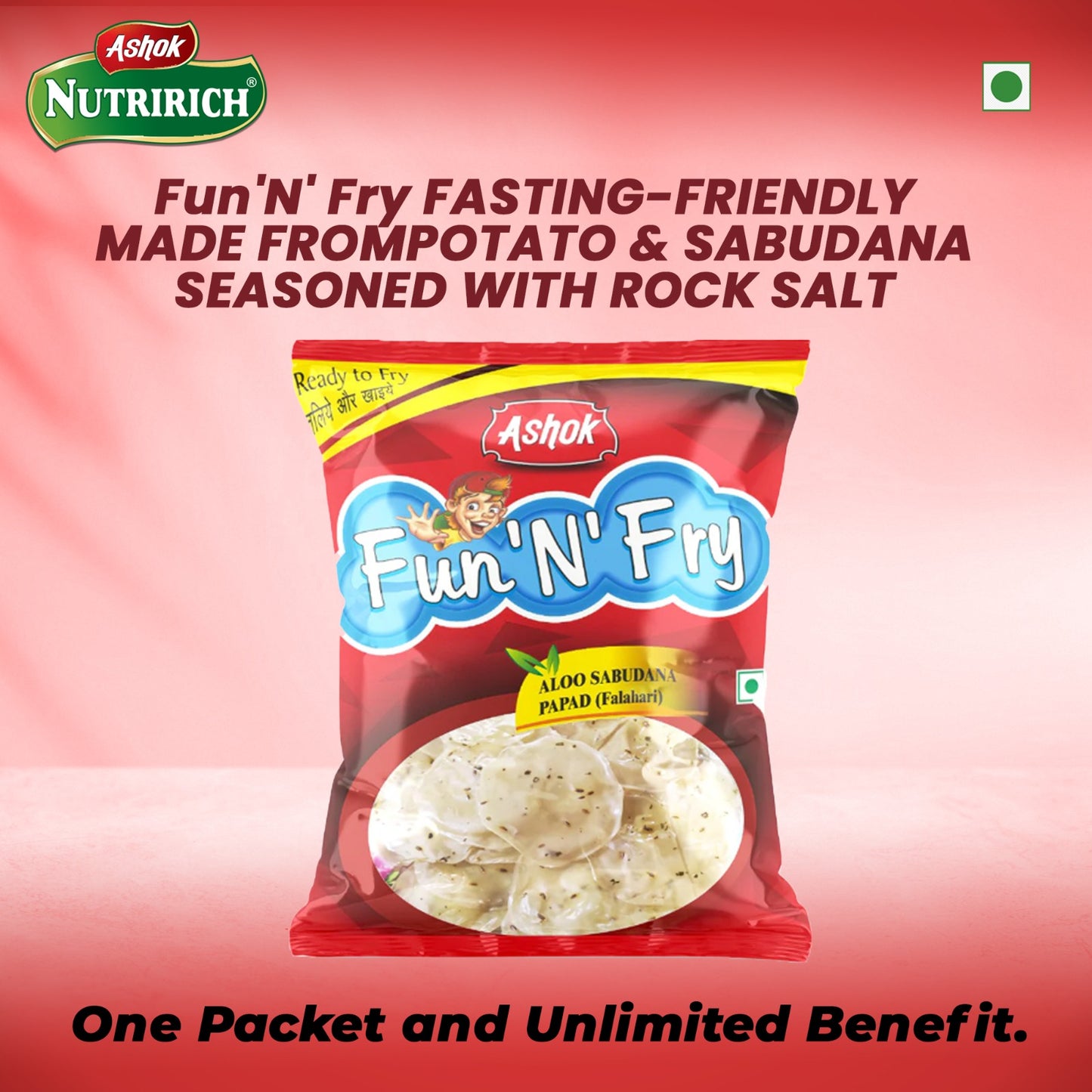 Ashok Fun-N-Fry Aloo Sabudana Falahari Papad(Pack of 10)