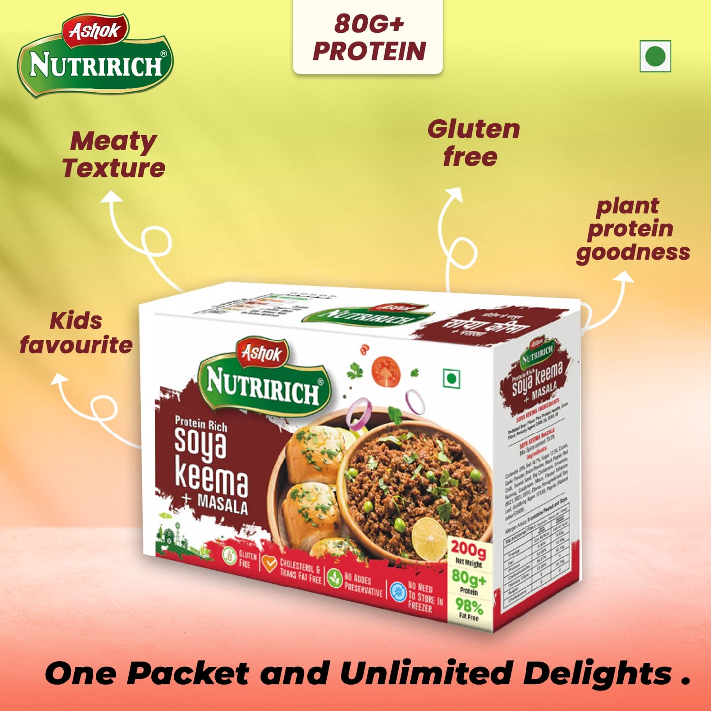 Ashok Nutririch Soya Keema With Keema Masala ,200g (Pack of 2)