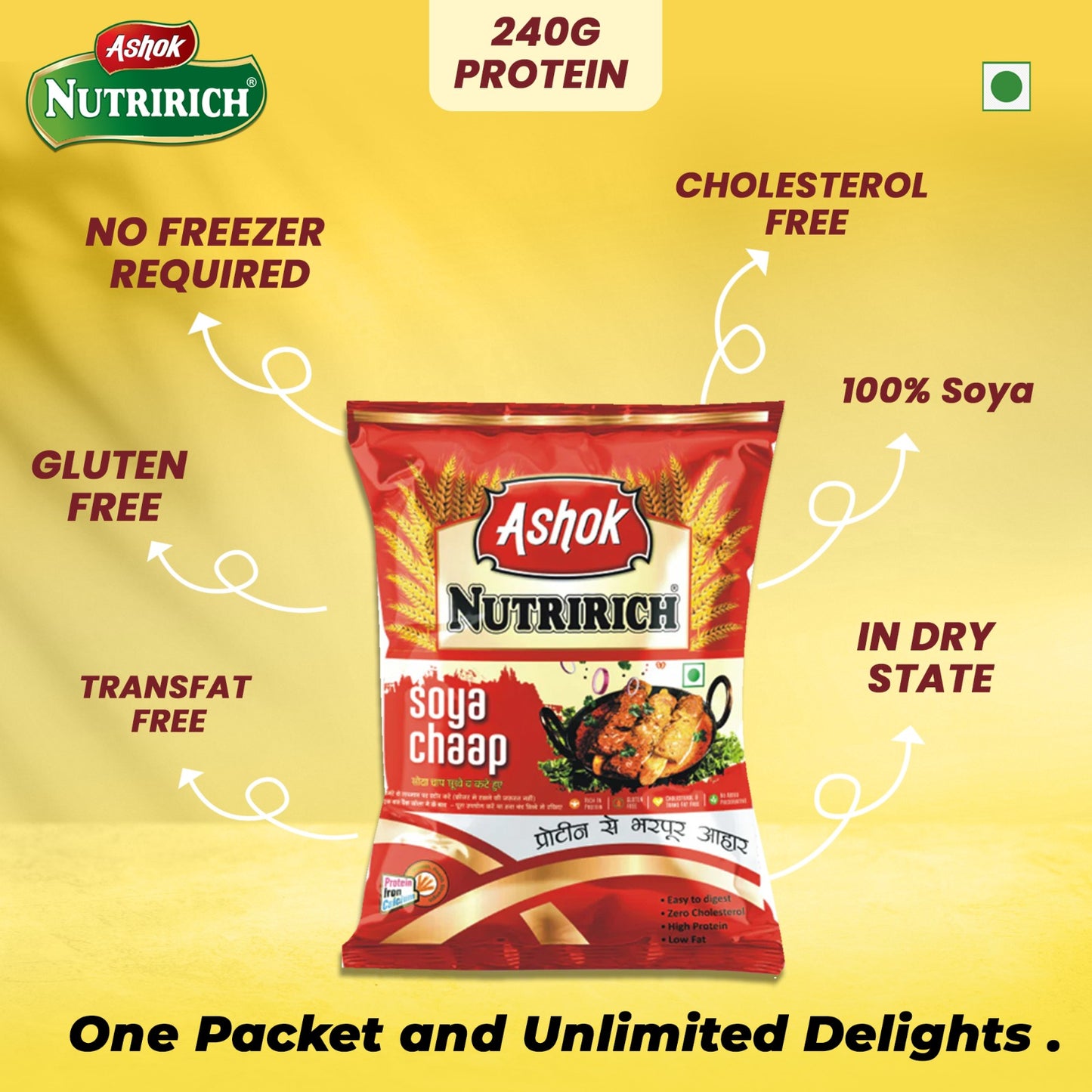 Ashok Nutririch Soya Chaap, 500 gm  Zero Maida