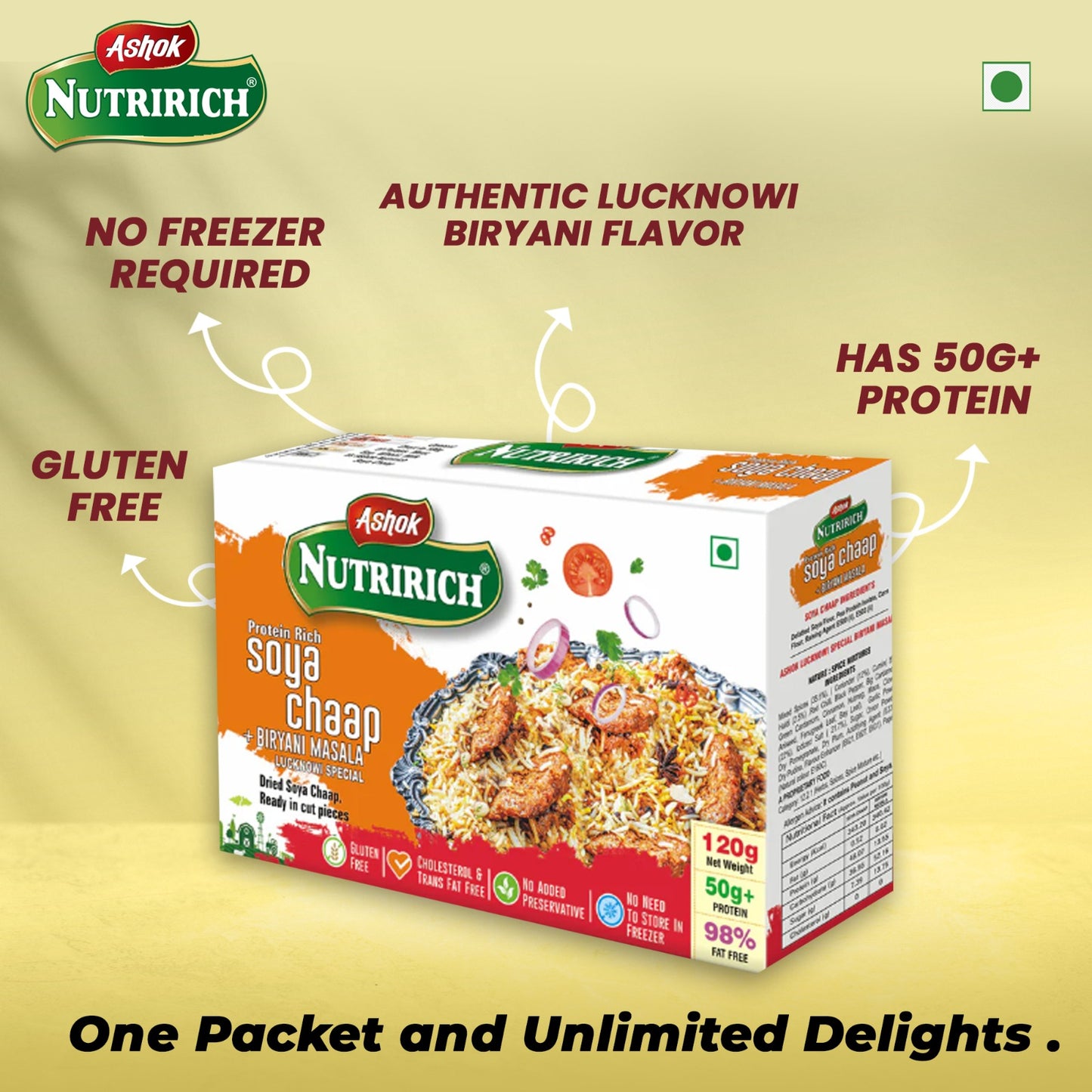 Ashok Biryani Soya chaap 120g Pack of 2 + 120g Malai Soya Chaap Pack of 2 Combo  Zero Maida