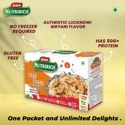 Ashok Biryani Soya chaap 120g Pack of 2 + 120g Malai Soya Chaap Pack of 2 Combo  Zero Maida