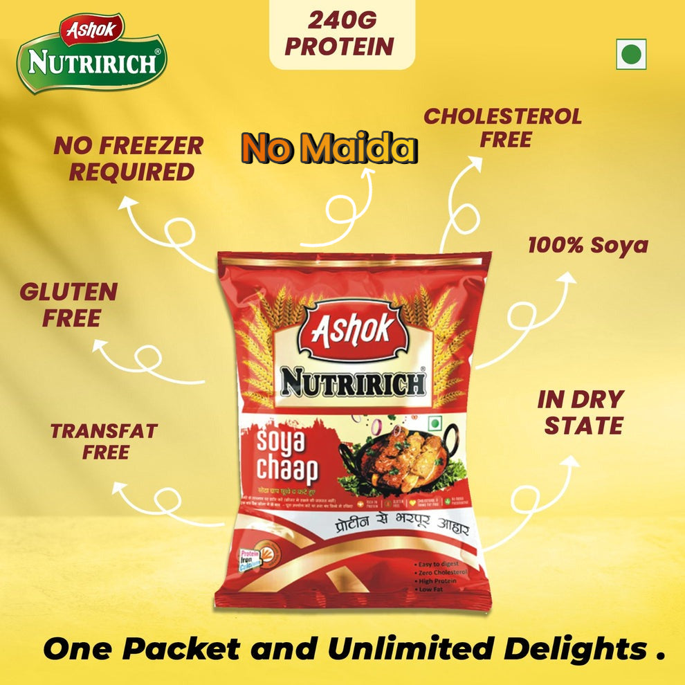 Ashok Soya Chaap 500g With 100g Tandoori Chaap Masala  Zero Maida